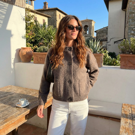 Cardigan tricoté Ardena pour femme | Boutons sur le devant, poches plaquées