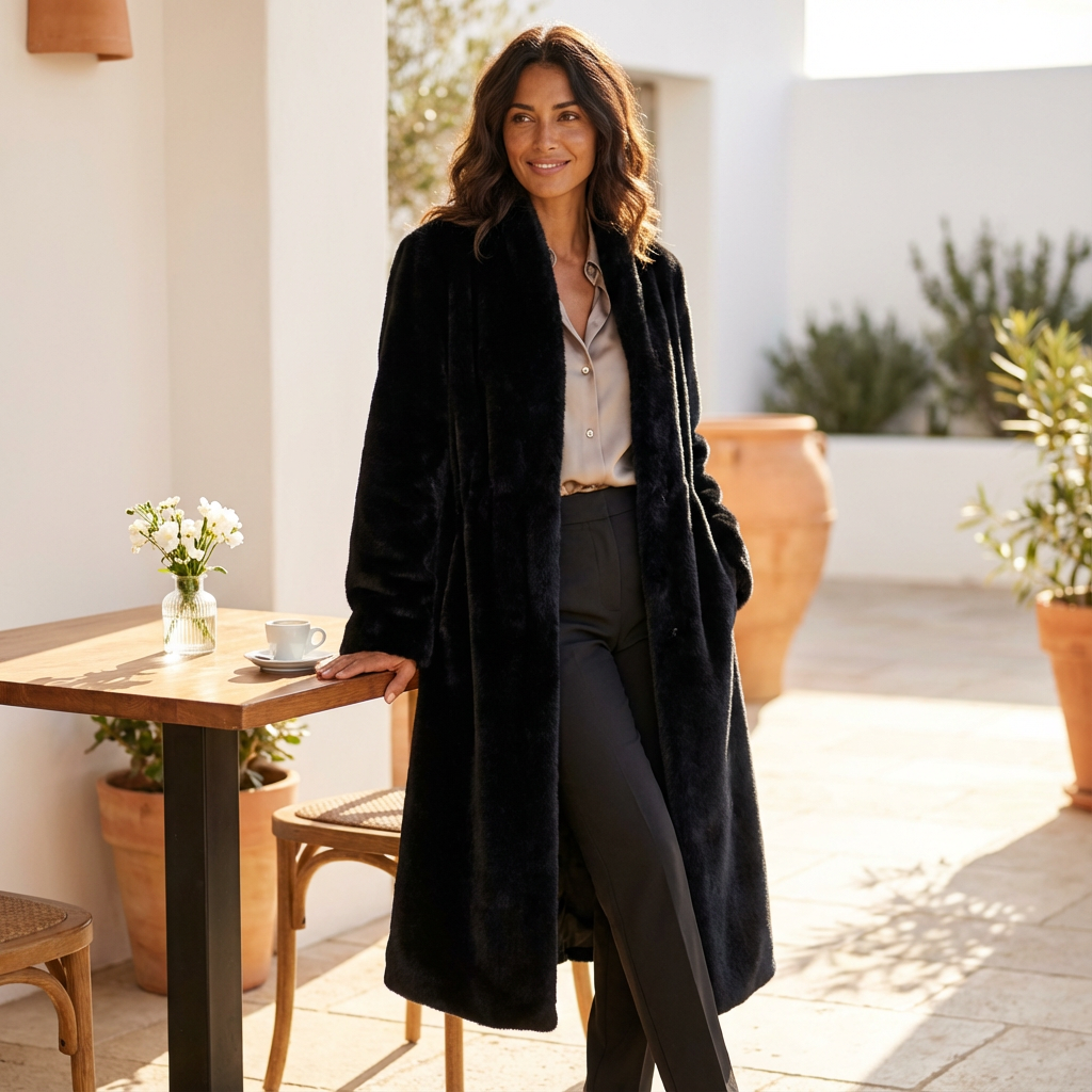 Fern Luna Women's Faux Mink Fur Coat | Thick & Warm, Elegant Winter Coat