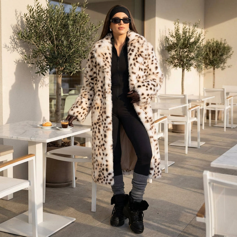 Manteau en fausse fourrure pour femmes Nina | Imprimé léopard, mode hivernale