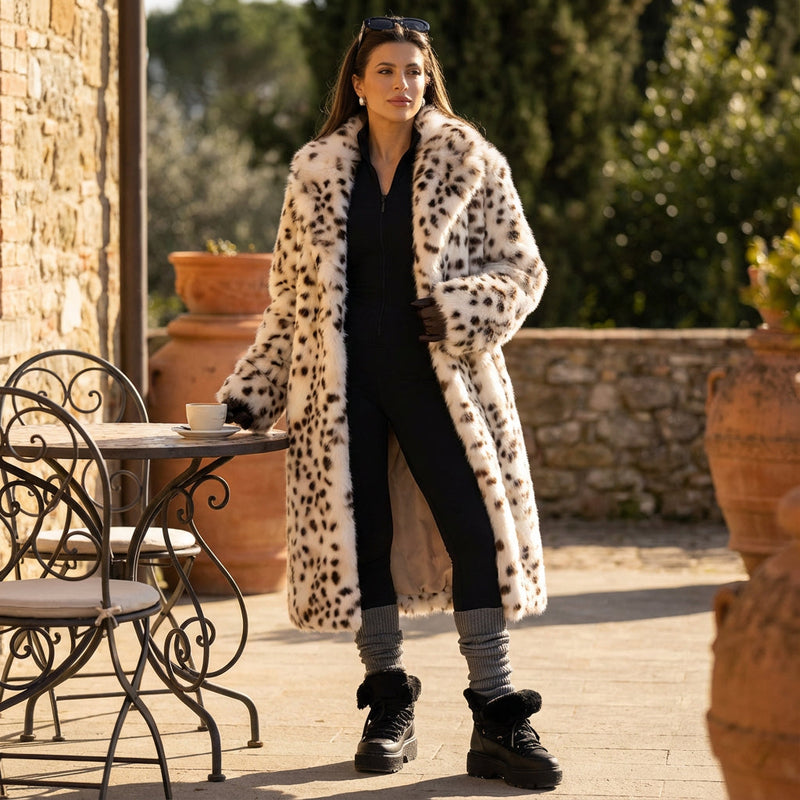 Manteau en fausse fourrure pour femmes Nina | Imprimé léopard, mode hivernale