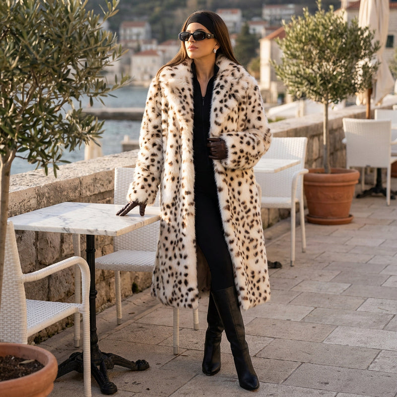 Manteau en fausse fourrure pour femmes Nina | Imprimé léopard, mode hivernale