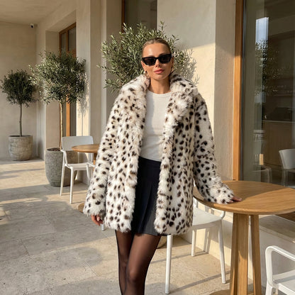 Abrigo de piel sintética para mujer Nina | Estampado de leopardo lujoso, esencial invernal