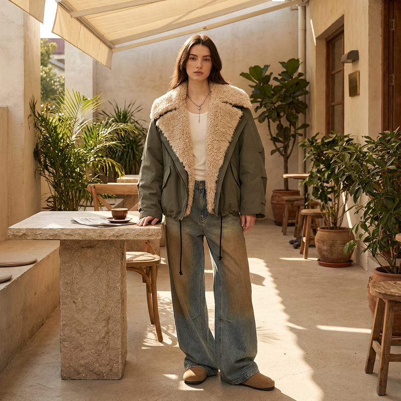 Veste motard matelassée pour femmes Cleo | Coton épais, style streetwear décontracté