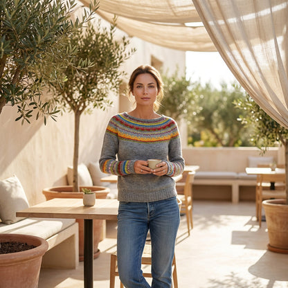 Pull Tricot Femme Avelyn | Encolure Bateau, Motif Multicolore