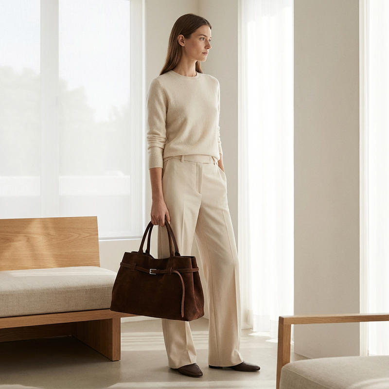 Sac à main en daim pour femmes Aurelia | Design ceinturé à l’avant, poignée supérieure