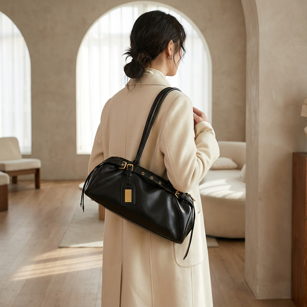 Sac à épaule pour femmes Camila | Forme cylindrique, détails de sangle à boucle