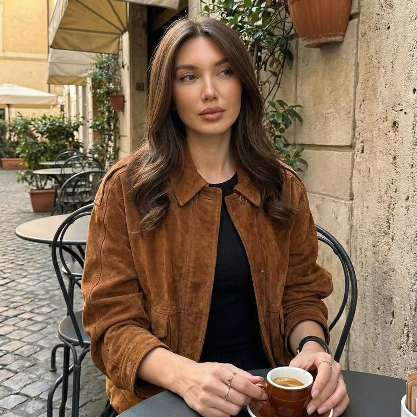 Kayla Women’s Suede Bomber Jacket | Zip Closure, Elastic Hem