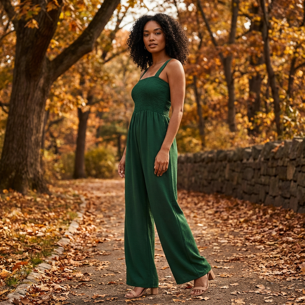 Mono para Mujer Lucia | Cuerpo Fruncido, Silueta de Pierna Ancha