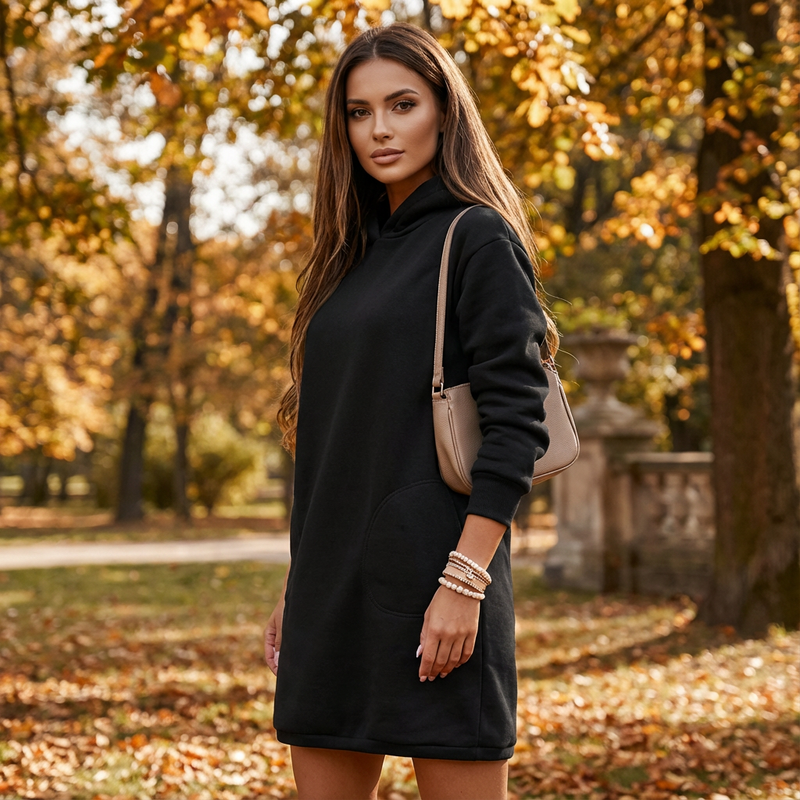 Bay Nyra Women’s Hoodie Dress | Relaxed Fit, Front Pouch Pocket