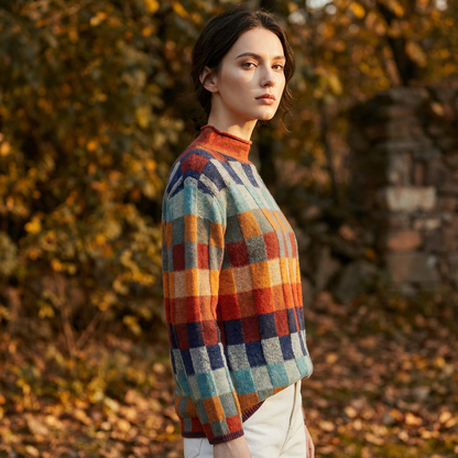 Pull en maille pour femmes Aureline | Bloc de couleurs, manches longues