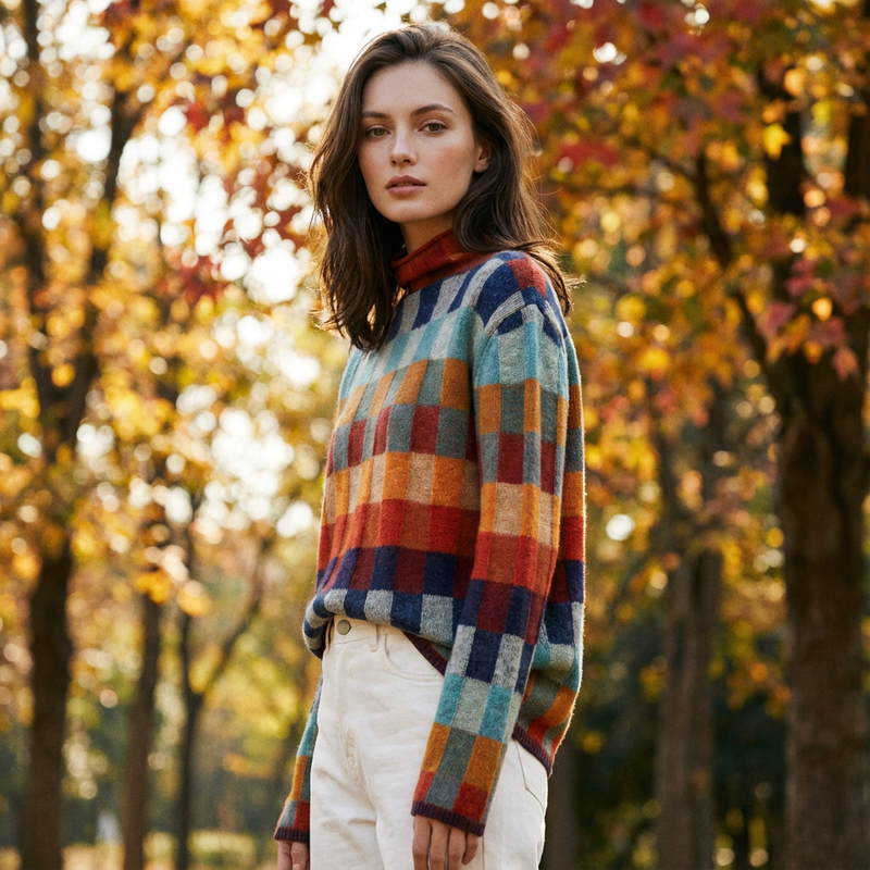 Pull en maille pour femmes Aureline | Bloc de couleurs, manches longues