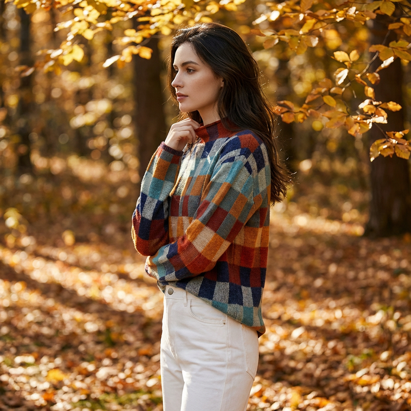 Pull en maille pour femmes Aureline | Bloc de couleurs, manches longues