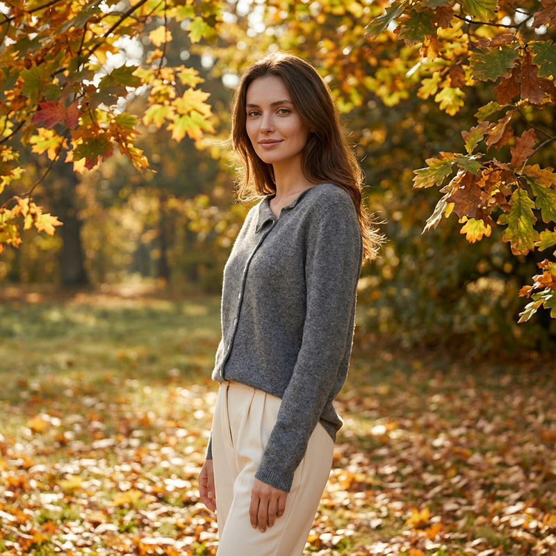 Cardigan Boutonné Femme Seraphine | Encolure Asymétrique, Détail Boutons Frontaux