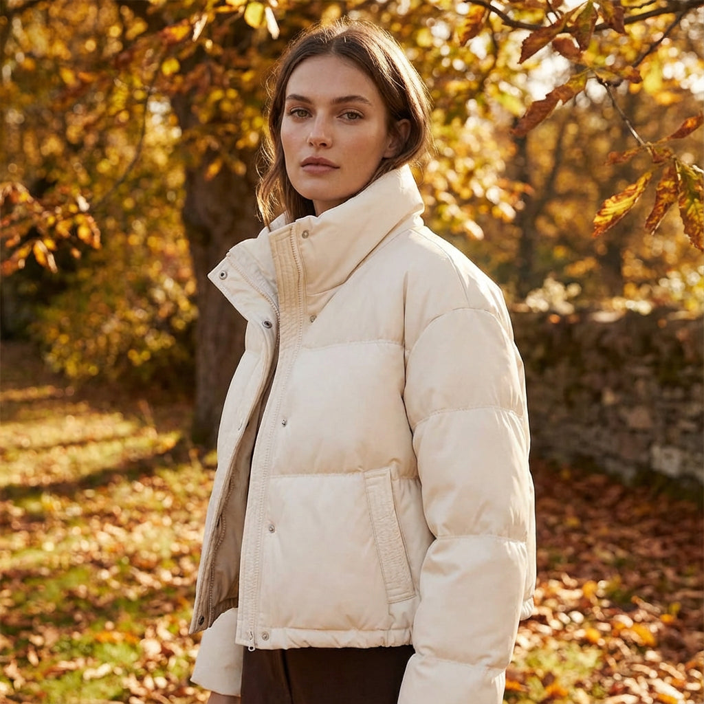 Doudoune courte pour femmes Ariana | Col montant, design matelassé