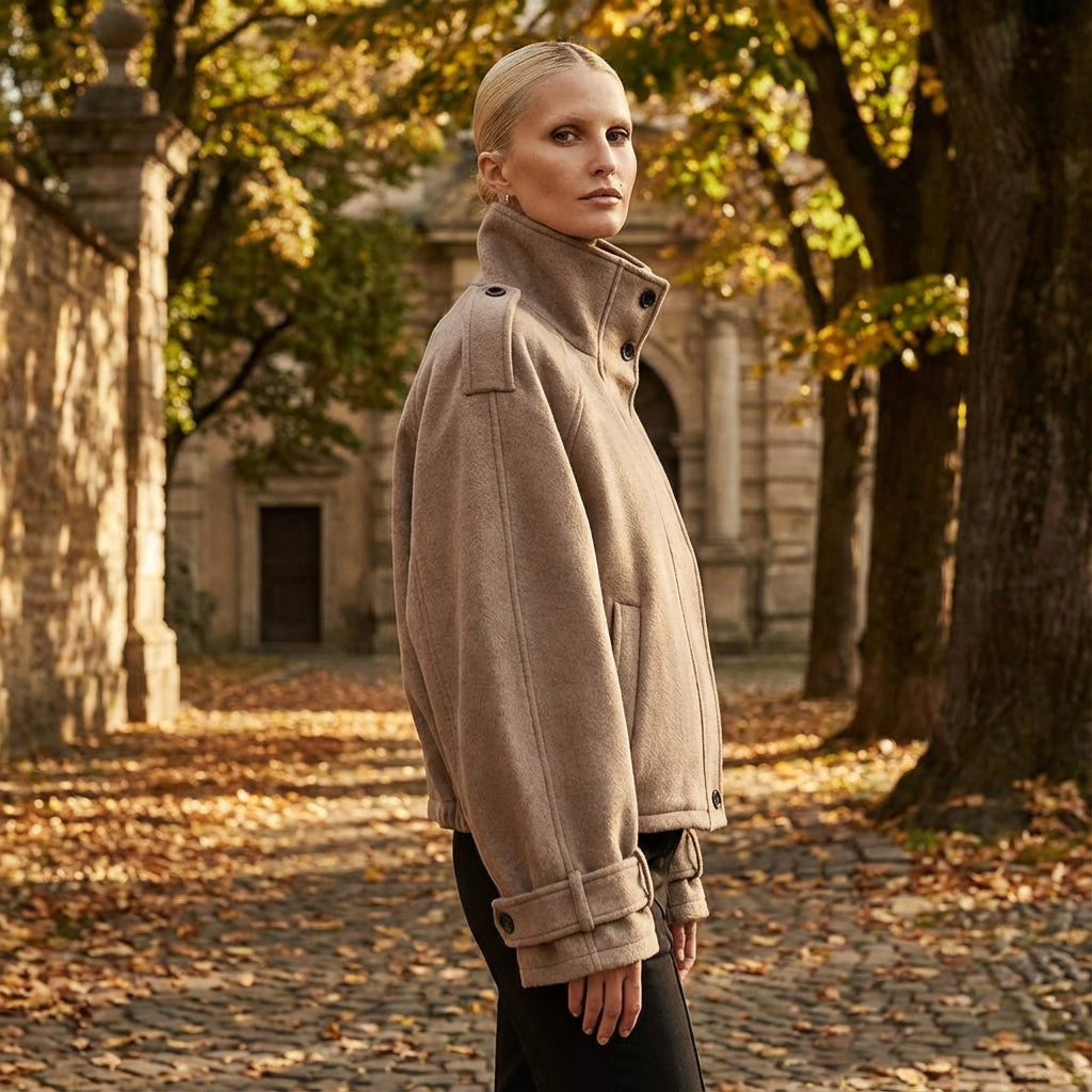 Manteau court pour femmes Aria | Col montant, silhouette décontractée