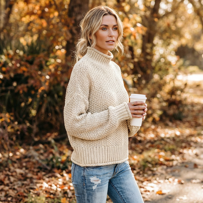 Pull Col Montant Femme Cressida | Tricot Texturé, Manches Longues