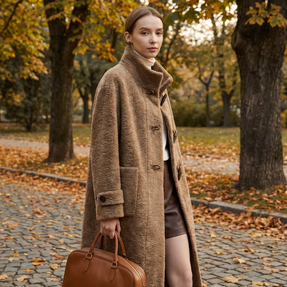 Manteau d’Hiver Femme Ava | Coupe Ample Élégante, Tissu Chaud Mélangé