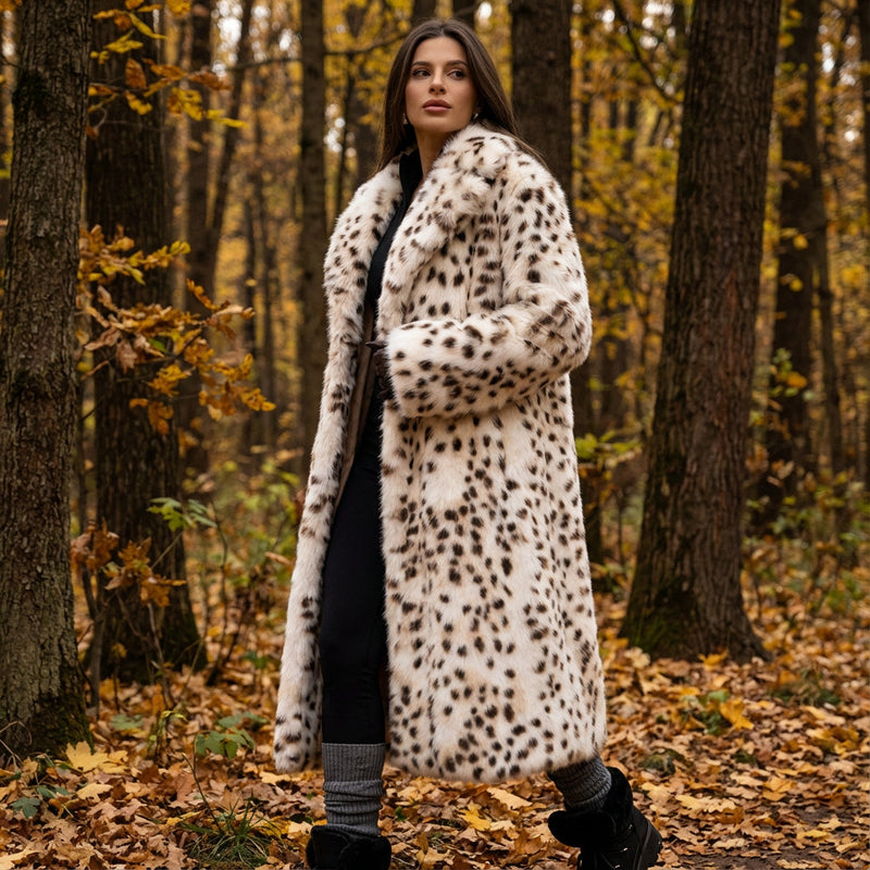 Manteau en fausse fourrure pour femmes Nina | Imprimé léopard, mode hivernale