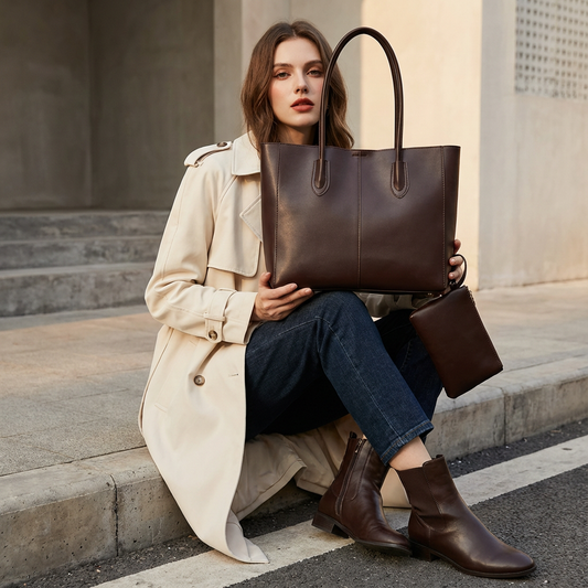 Bolso tote para mujer Aveline | Diseño minimalista, Mangos largos para el hombro