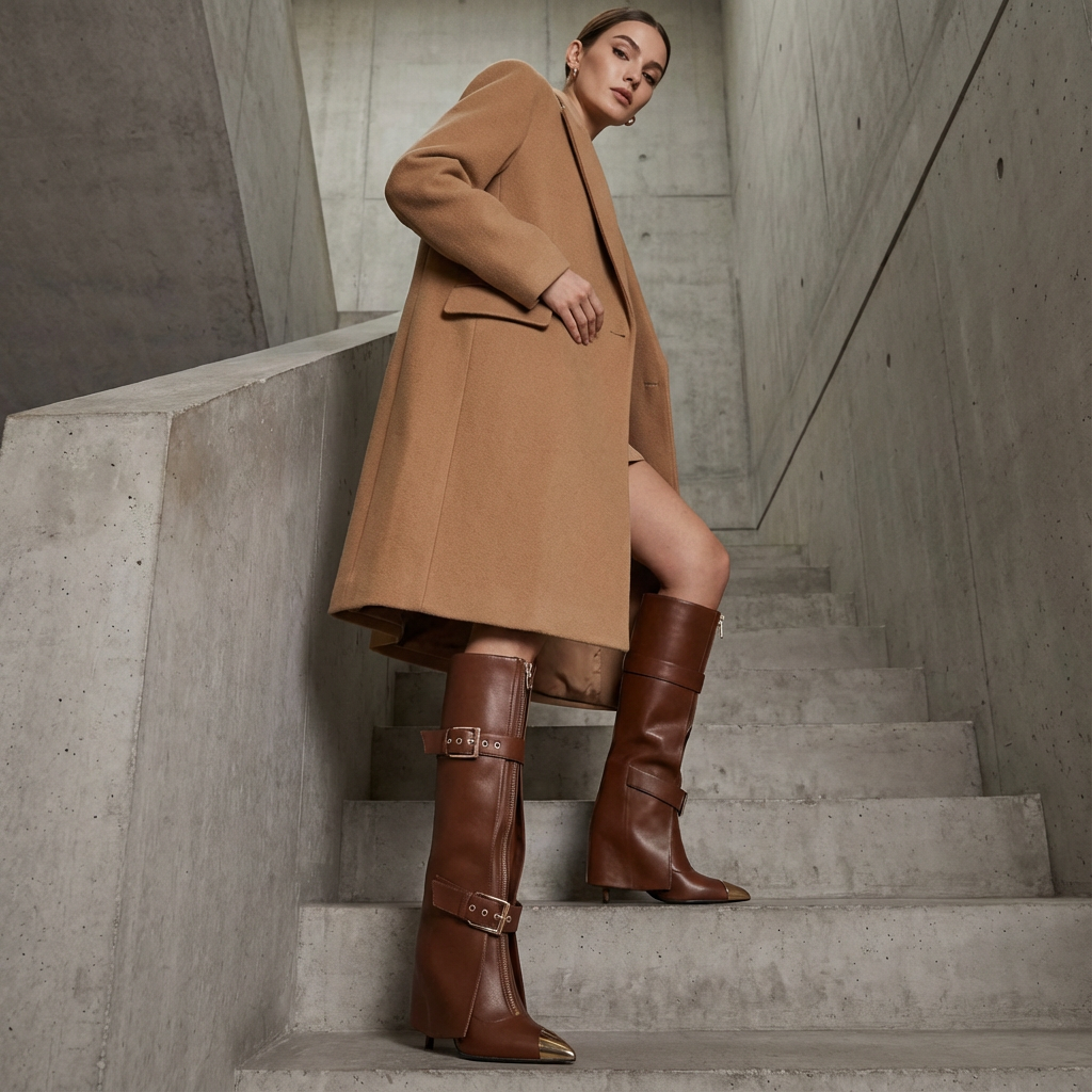 Bottes noires montantes pour femmes Evelyn | Talons stilettos, bout pointu