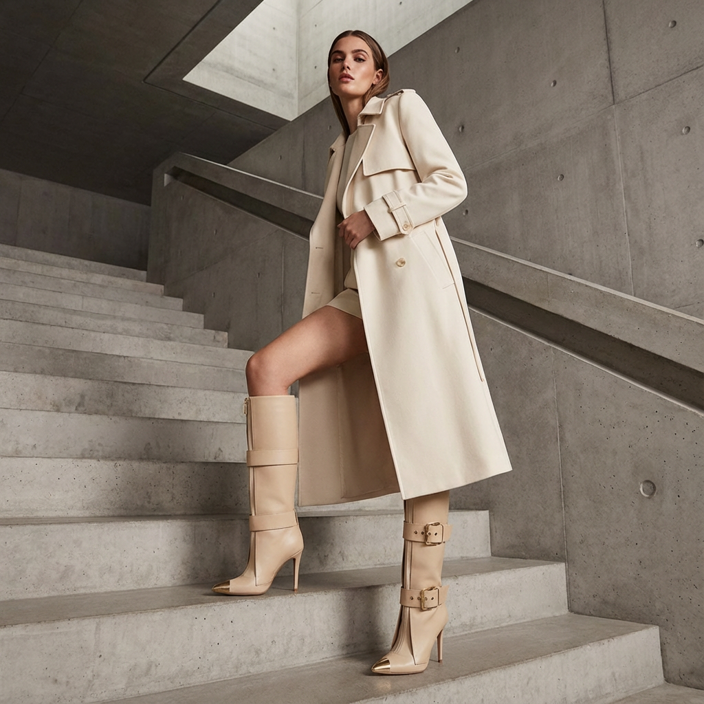 Bottes noires montantes pour femmes Evelyn | Talons stilettos, bout pointu