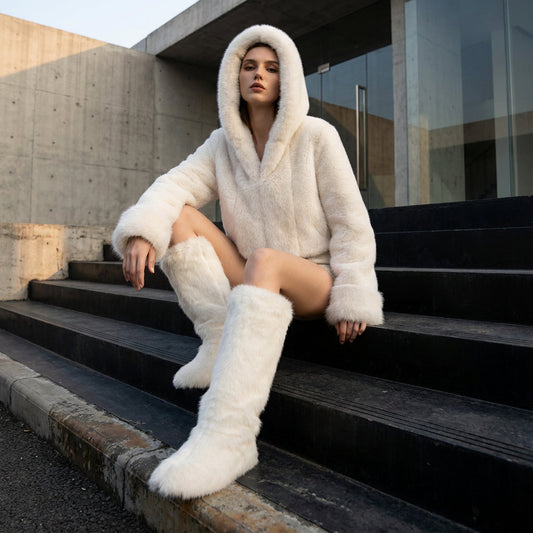 Veste en fausse fourrure pour femmes Isabella | Capuche oversize, texture moelleuse