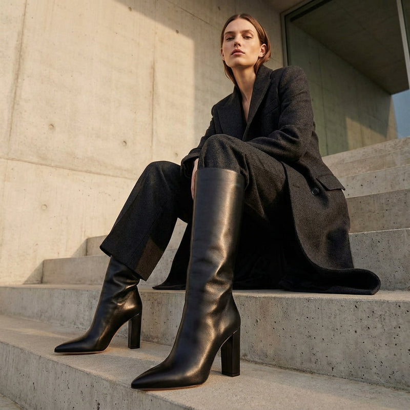 Bottes à talons hauts pour femmes Tessa | Texture croco, luxe moderne