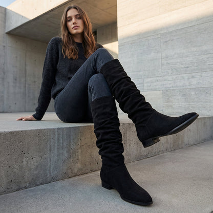 Bottes Hautes pour Femme Amber | Design Décontracté avec Talon Bloc, Chic Relax