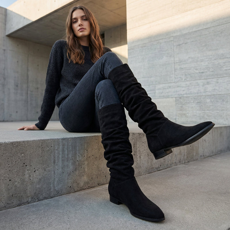 Bottes Hautes pour Femme Amber | Design Décontracté avec Talon Bloc, Chic Relax