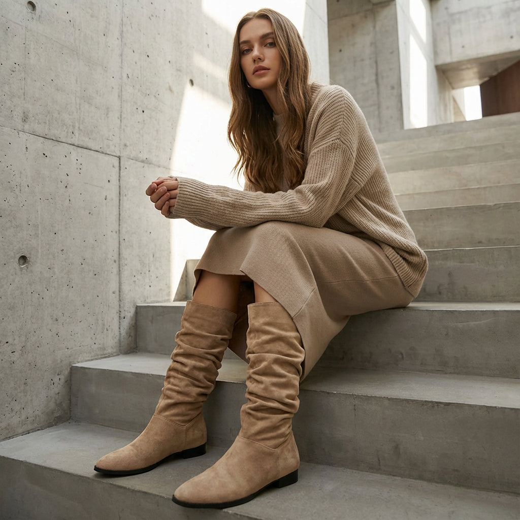 Bottes Hautes pour Femme Amber | Design Décontracté avec Talon Bloc, Chic Relax