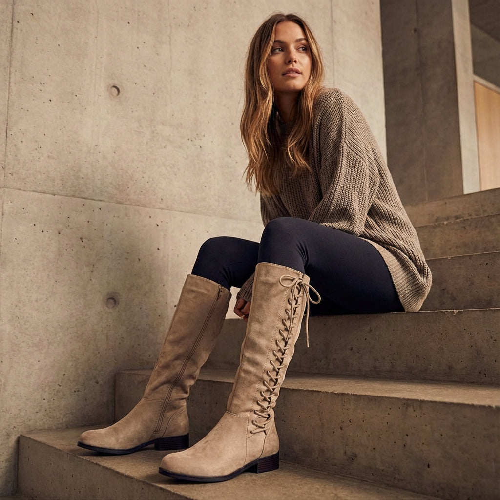 Bottes Hautes pour Femme Morgan | Lacets à l'Avant, Style Moderne Audacieux