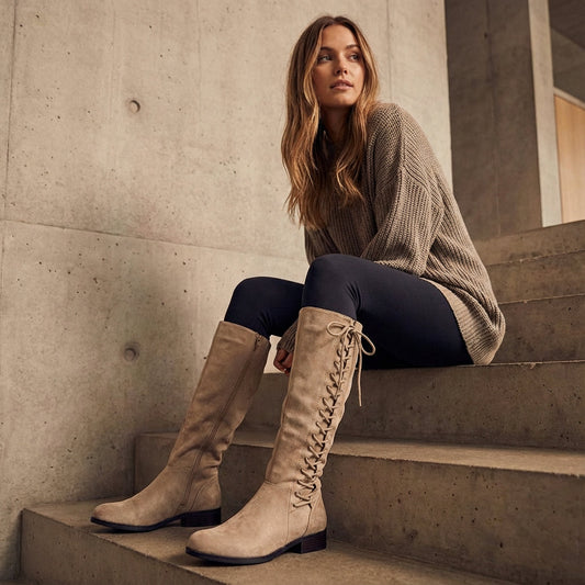 Bottes Hautes pour Femme Morgan | Lacets à l'Avant, Style Moderne Audacieux