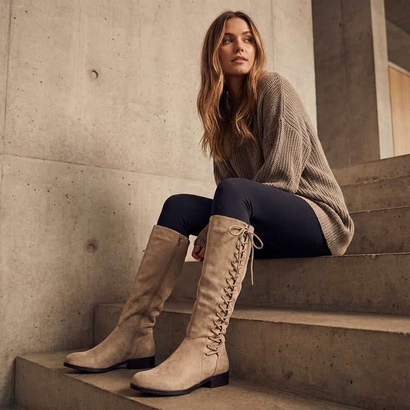 Bottes Hautes pour Femme Morgan | Lacets à l'Avant, Style Moderne Audacieux