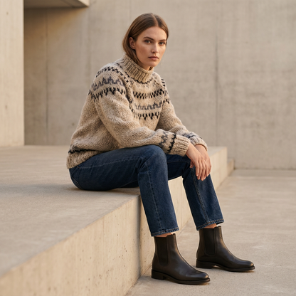 Pull Tricot Nordique Femme Aureline | Col Roulé, Motif Héritage