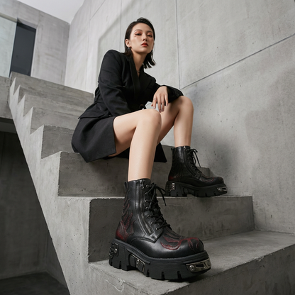 Bottes Courtes Épaisses Femme Virex | Plateforme Métallique, Lacets