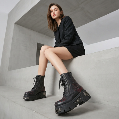 Bottes Courtes Épaisses Femme Virex | Plateforme Métallique, Lacets