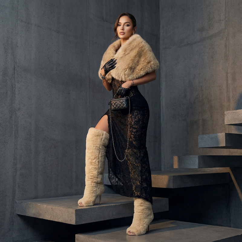 Bottes Femme Au-Dessus du Genou Nina | Fourrure Douce, Talons Hauts