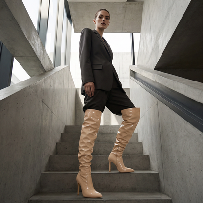 Bottes montantes pour femmes Eilyken | Cuir verni, talons hauts