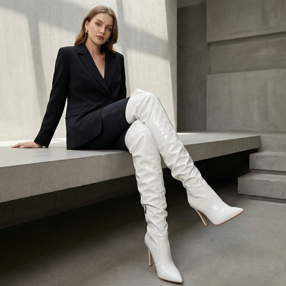 Bottes montantes pour femmes Eilyken | Cuir verni, talons hauts