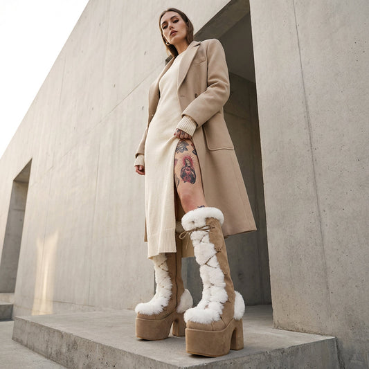 Bottes Femme Gigi Montantes | Fourrure Synthétique, Talon Épais