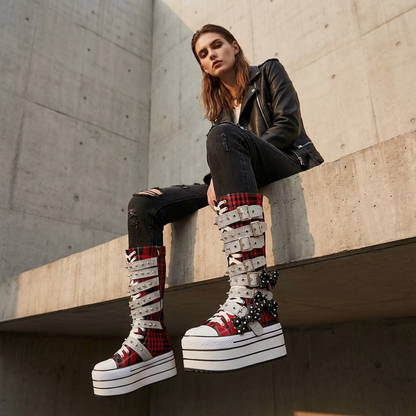 Bottes en toile Rita pour femmes | Semelle épaisse, boucle à rivets