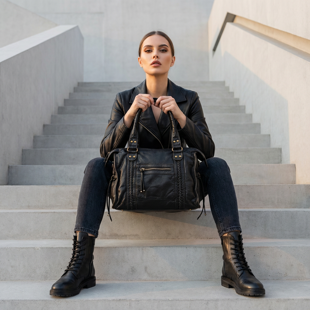 Bolso de Hombro para Mujeres Rhea | Diseño de Panel Trenzado, Estructura Suave