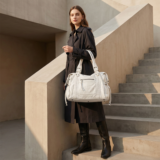 Bolso de Hombro para Mujeres Rhea | Diseño de Panel Trenzado, Estructura Suave