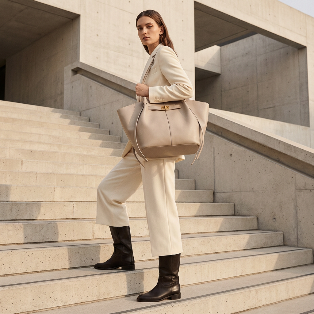 Bolso Tote Comprador para Mujeres Marielle | Silueta Ancha, Detalle de Cierre Giratorio