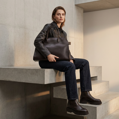 Sac fourre-tout Aveline pour femme | Silhouette structurée, doubles anses supérieures