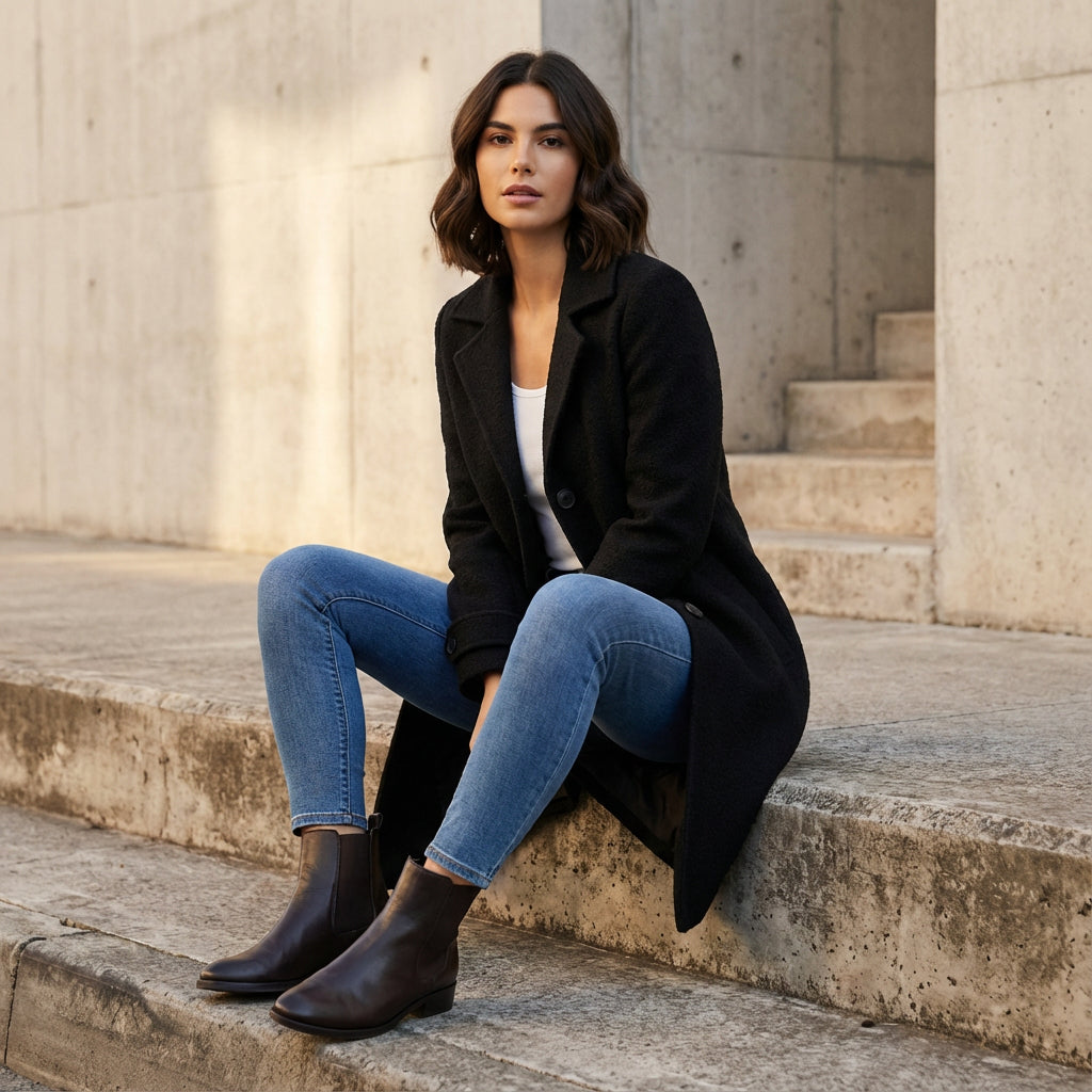 Sigrid Women's Wool Coat | Classic Lapel, Timeless Design