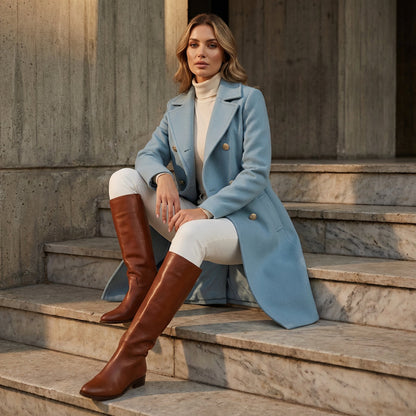 Trench-Coat Femme Renee | Croisé avec Boutons Dorés, Design Long Élégant