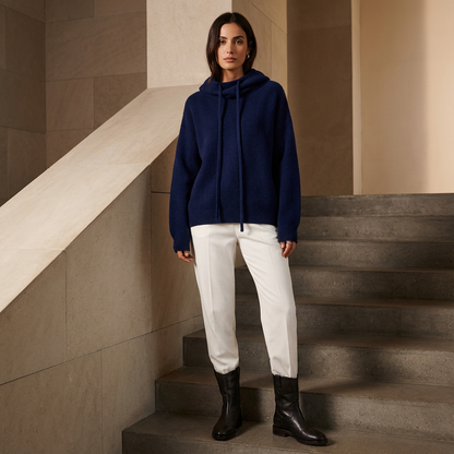 Pull à capuche confortable pour femmes Elara | Texture tricotée, capuche à cordon