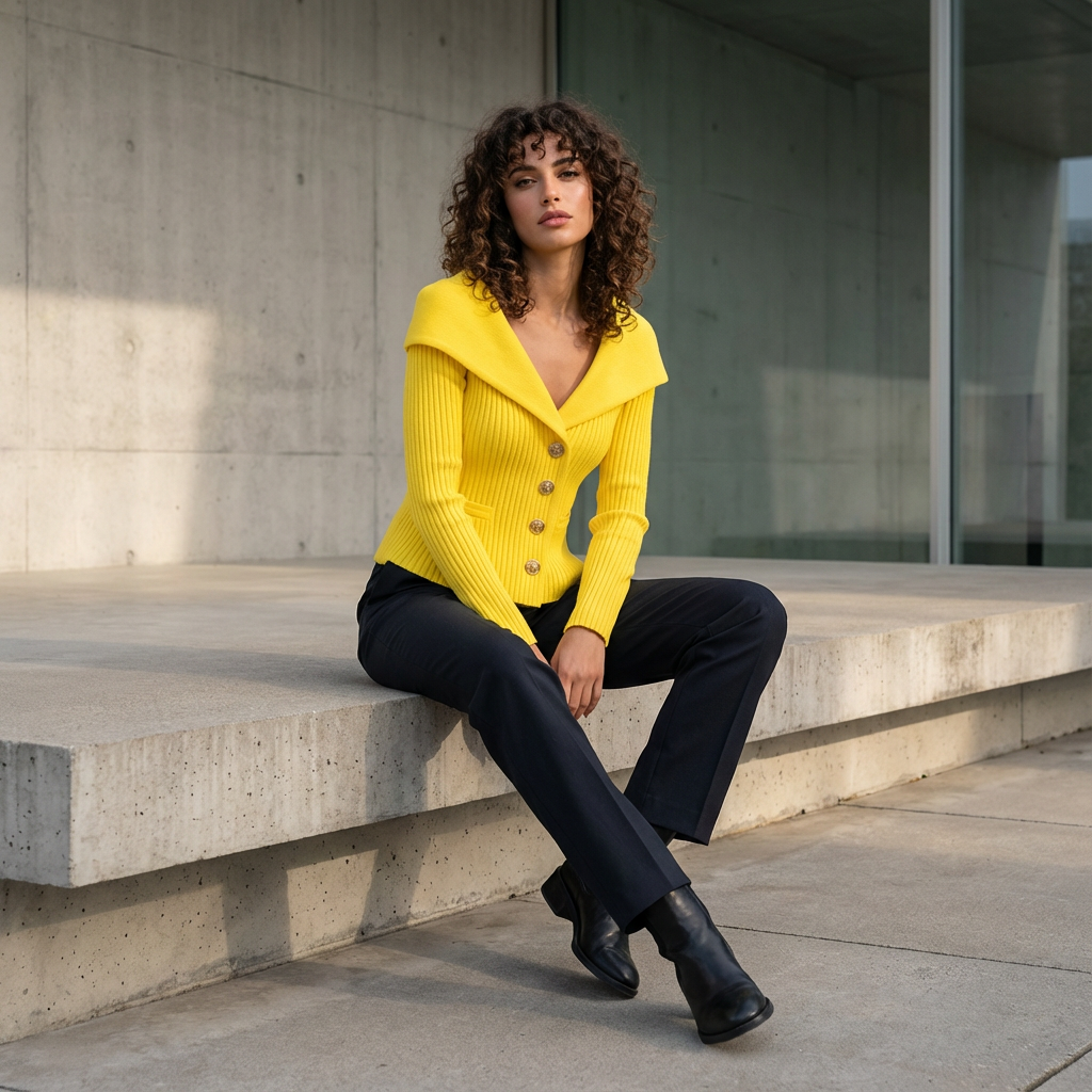 Cardigan Côtelé Femme Lunera | Boutons Frontaux, Silhouette Ajustée