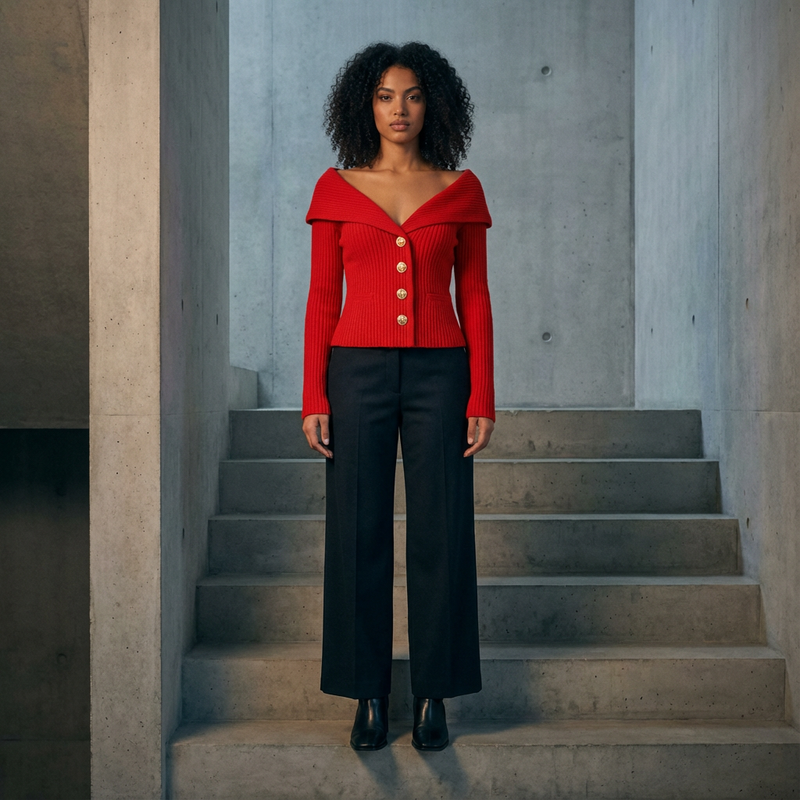 Cardigan Côtelé Femme Lunera | Boutons Frontaux, Silhouette Ajustée
